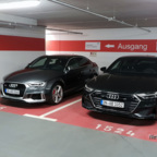 RS3 und A7 auf Audi On Demand Parkplatz