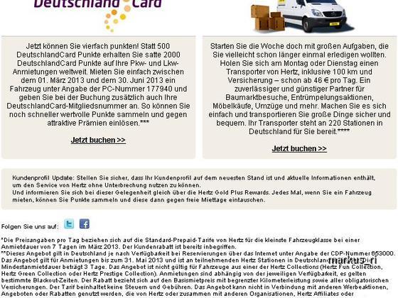Hertz vierfache Deutschlandcard-Punkte