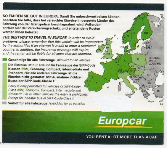 Europcar Landkarte