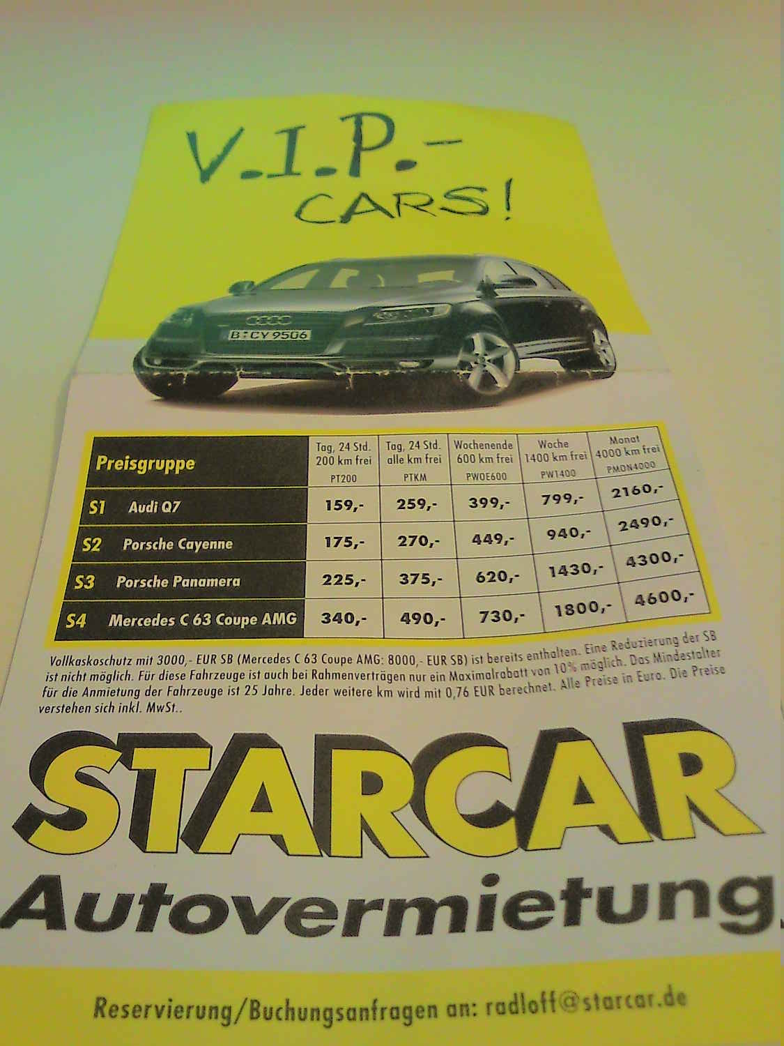 Star-Car-Flyer zu VIP-Cars